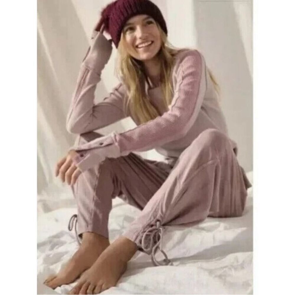 Free People One Billie Smocked Pants Washed Mauve Pink Womens Large